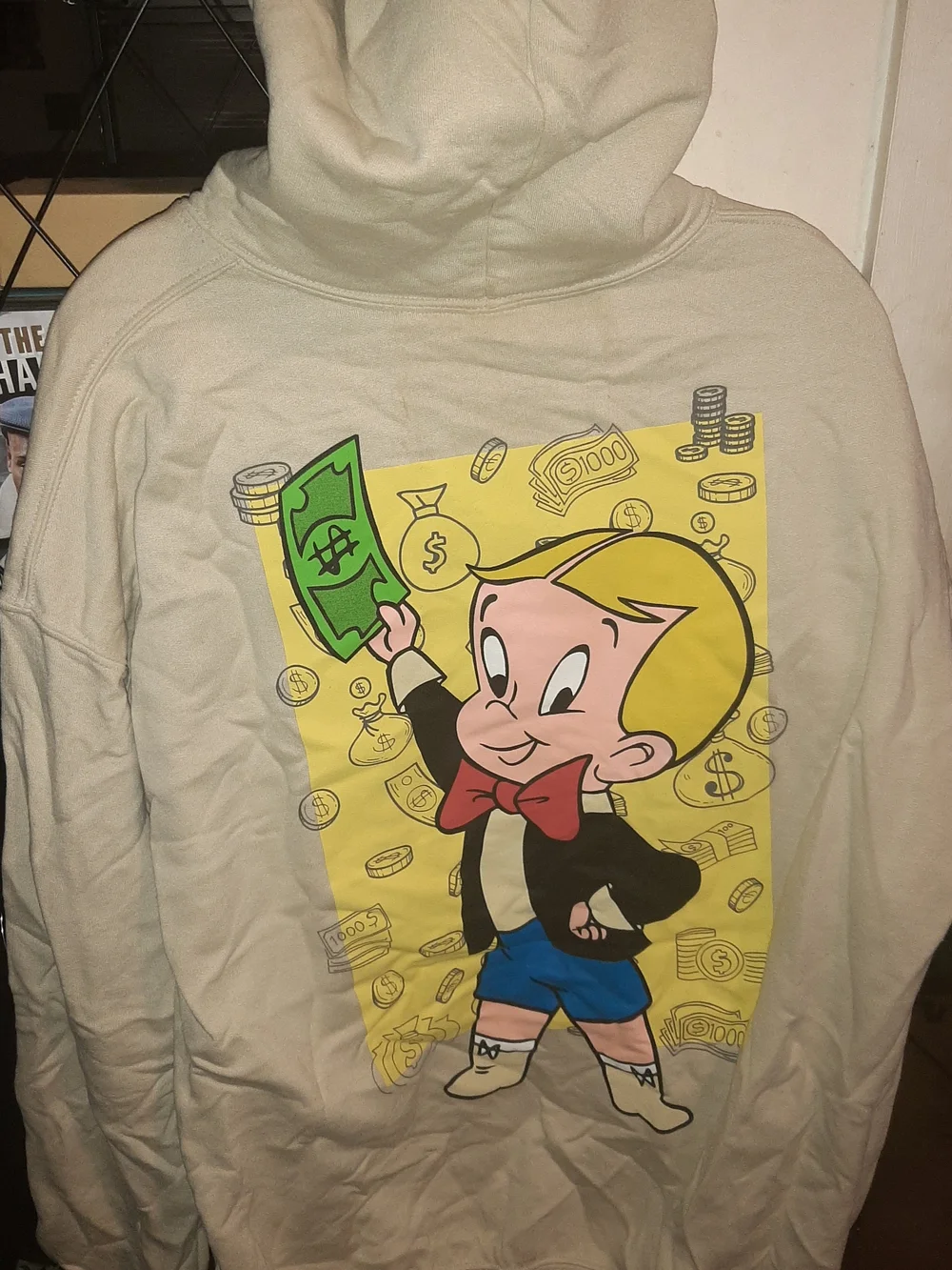 Cream Graphic Hoodie Sweatshirt - Richie Rich Design